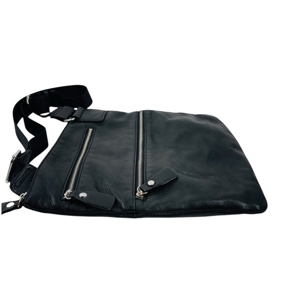 Margot Genuine Leather Crossbody Bag Adjustable Strap Black OS 2 Zip Pockets - Picture 12 of 12